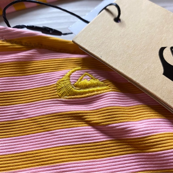 Quicksilver Asymmetrical One Shoulder Striped Coral One Piece Swimsuit - Picture 10 of 11